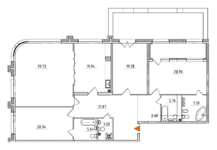 Четырехкомнатная квартира в : площадь 184.09 м2 , этаж: 2 – купить в Санкт-Петербурге